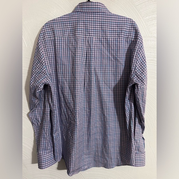 Peter Millar Shirt Men’s Large Blue Pink Plaid Crown Ease Button Down - Picture 4 of 4